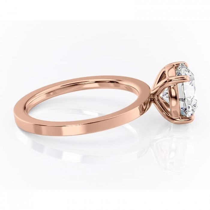 Inel de logodnă Georgiana din aur Rose 14kt cu moissanite tăietură rotundă – Profil pătrat rafinată pentru profil înalt | Personalizează și configurează gratuit online [2]