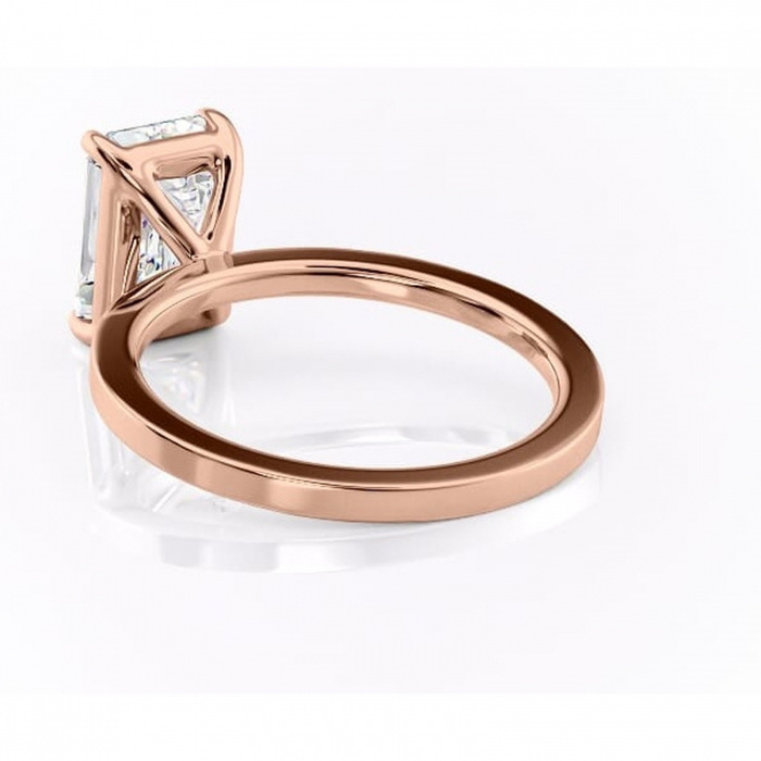 Inel de logodnă Georgiana din aur Rose 18kt cu moissanite tăietură smarald – Profil pătrat rafinată pentru profil înalt | Personalizează și configurează gratuit online [4]
