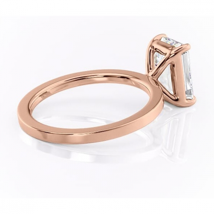 Inel de logodnă Georgiana din aur Rose 18kt cu moissanite tăietură smarald – Profil pătrat rafinată pentru profil înalt | Personalizează și configurează gratuit online [3]