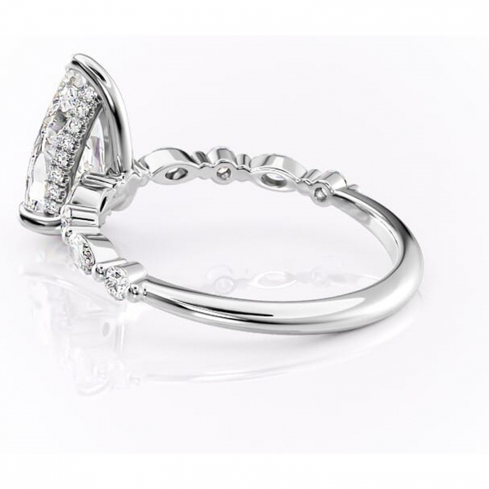 Inel de logodnă Gwendolyn din aur Alb 18kt cu moissanite tăietură pară – Pietre laterale rafinată pentru profil înalt | Personalizează și configurează gratuit online [5]