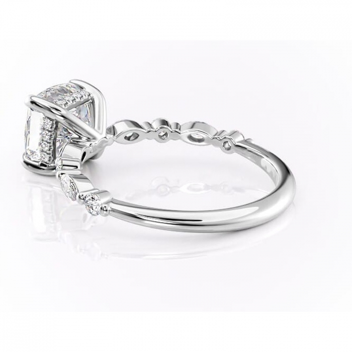 Inel de logodnă Gwendolyn din aur Alb 14kt cu moissanite tăietură pernă – Pietre laterale rafinată pentru profil înalt | Personalizează și configurează gratuit online [5]