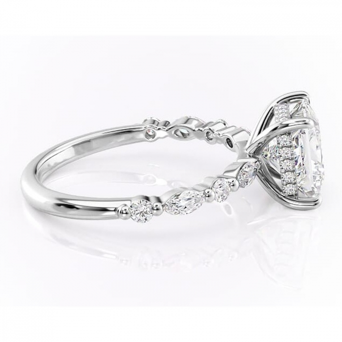 Inel de logodnă Gwendolyn din aur Alb 14kt cu moissanite tăietură princess – Pietre laterale rafinată pentru profil înalt | Personalizează și configurează gratuit online [2]