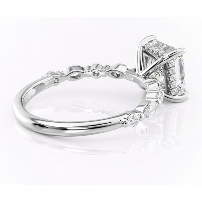 Inel de logodnă Gwendolyn din aur Alb 14kt cu moissanite tăietură princess – Pietre laterale rafinată pentru profil înalt | Personalizează și configurează gratuit online [3]