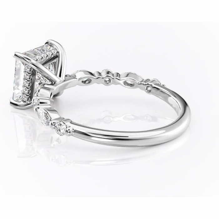 Inel de logodnă Gwendolyn din aur Alb 14kt cu moissanite tăietură princess – Pietre laterale rafinată pentru profil înalt | Personalizează și configurează gratuit online [5]