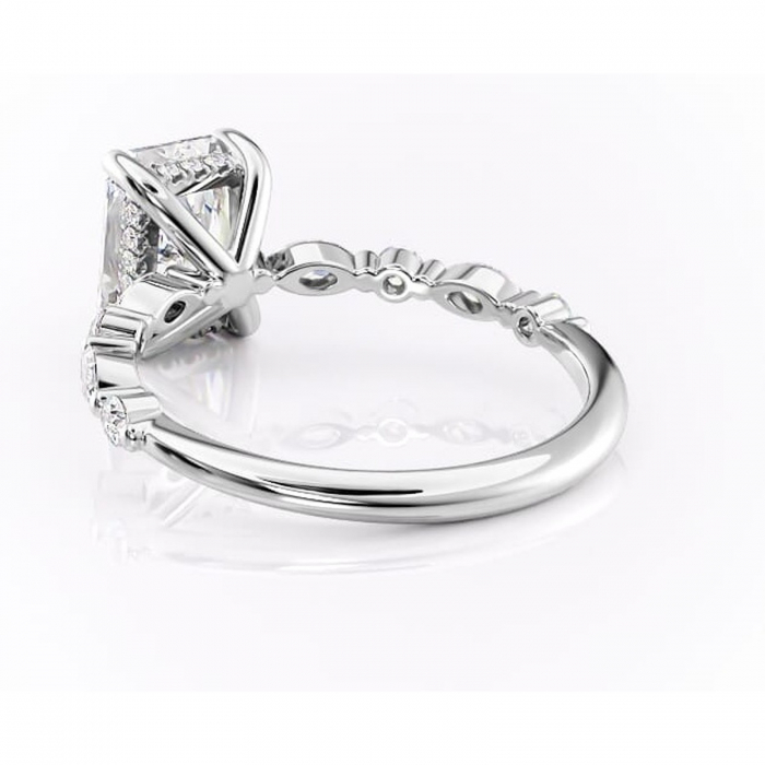 Inel de logodnă Gwendolyn din aur Alb 14kt cu moissanite tăietură radiantă – Pietre laterale rafinată pentru profil înalt | Personalizează și configurează gratuit online [4]