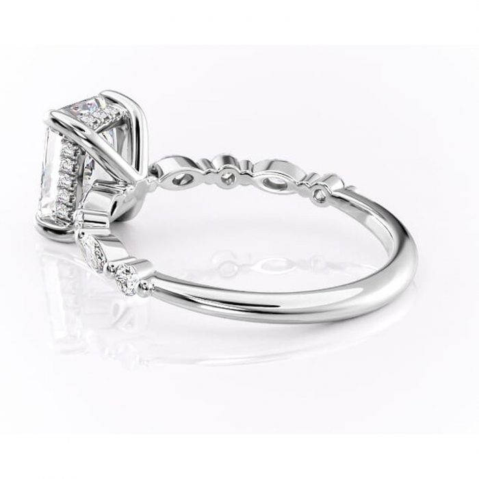 Inel de logodnă Gwendolyn din aur Alb 14kt cu moissanite tăietură radiantă – Pietre laterale rafinată pentru profil înalt | Personalizează și configurează gratuit online [5]