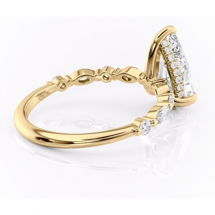 Inel de logodnă Gwendolyn din aur Galben 14kt cu moissanite tăietură pară – Pietre laterale rafinată pentru profil înalt | Personalizează și configurează gratuit online [3]