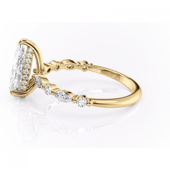 Inel de logodnă Gwendolyn din aur Galben 14kt cu moissanite tăietură pară – Pietre laterale rafinată pentru profil înalt | Personalizează și configurează gratuit online [6]