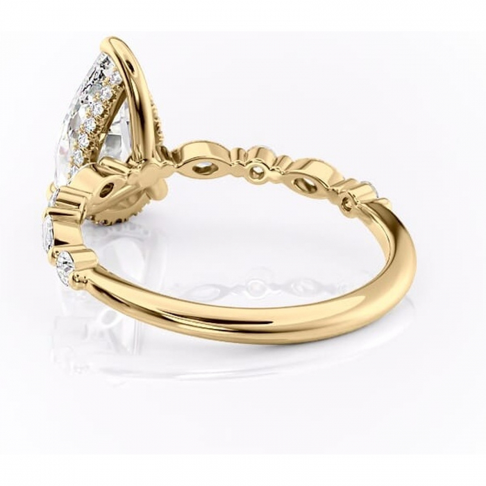 Inel de logodnă Gwendolyn din aur Galben 14kt cu moissanite tăietură pară – Pietre laterale rafinată pentru profil înalt | Personalizează și configurează gratuit online [4]