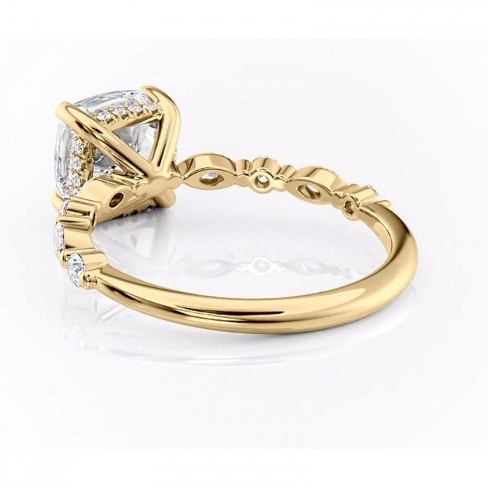 Inel de logodnă Gwendolyn din aur Galben 14kt cu moissanite tăietură pernă – Pietre laterale rafinată pentru profil înalt | Personalizează și configurează gratuit online [4]