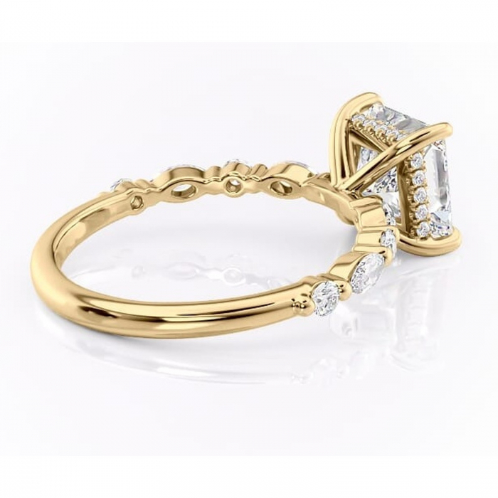 Inel de logodnă Gwendolyn din aur Galben 14kt cu moissanite tăietură princess – Pietre laterale rafinată pentru profil înalt | Personalizează și configurează gratuit online [3]