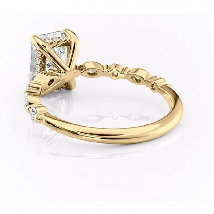 Inel de logodnă Gwendolyn din aur Galben 18kt cu moissanite tăietură radiantă – Pietre laterale rafinată pentru profil înalt | Personalizează și configurează gratuit online [4]