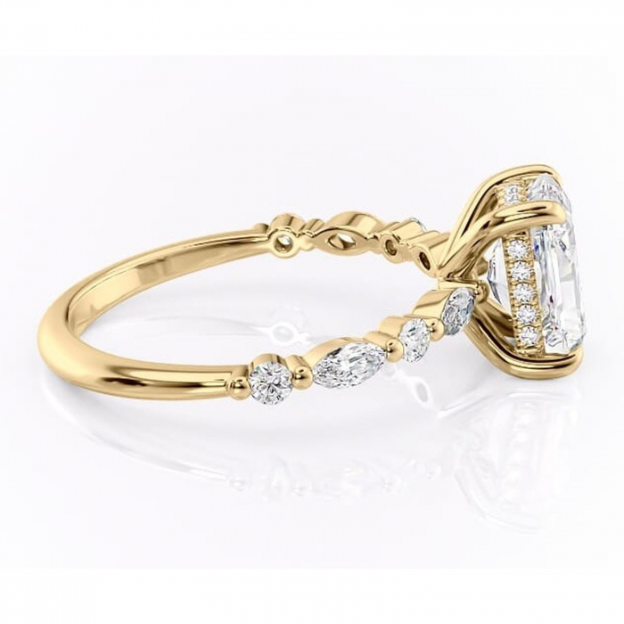 Inel de logodnă Gwendolyn din aur Galben 18kt cu moissanite tăietură radiantă – Pietre laterale rafinată pentru profil înalt | Personalizează și configurează gratuit online [2]