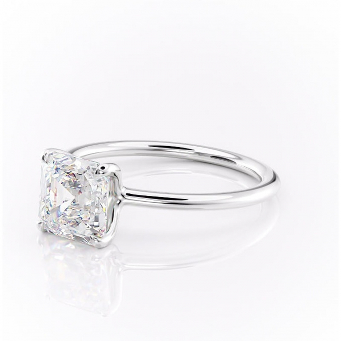 Inel de logodnă Helena din aur Alb 14kt cu moissanite tăietură asscher – Solitar rafinată pentru profil jos | Personalizează și configurează gratuit online [7]