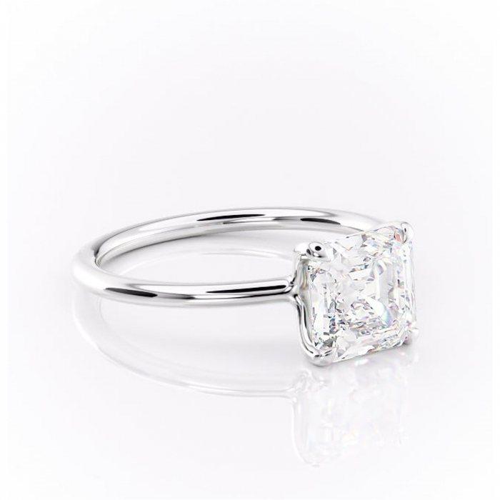 Inel de logodnă Helena din aur Alb 14kt cu moissanite tăietură asscher – Solitar rafinată pentru profil jos | Personalizează și configurează gratuit online [1]