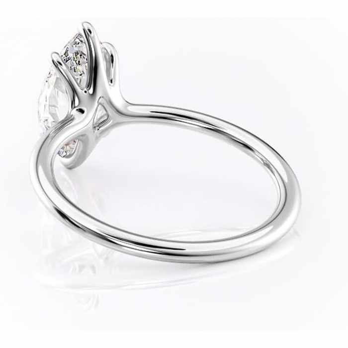 Inel de logodnă Helena din aur Alb 14kt cu moissanite tăietură marquise – Solitar rafinată pentru profil jos | Personalizează și configurează gratuit online [4]