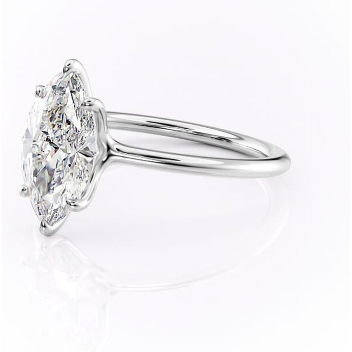 Inel de logodnă Helena din aur Alb 14kt cu moissanite tăietură marquise – Solitar rafinată pentru profil jos | Personalizează și configurează gratuit online [7]