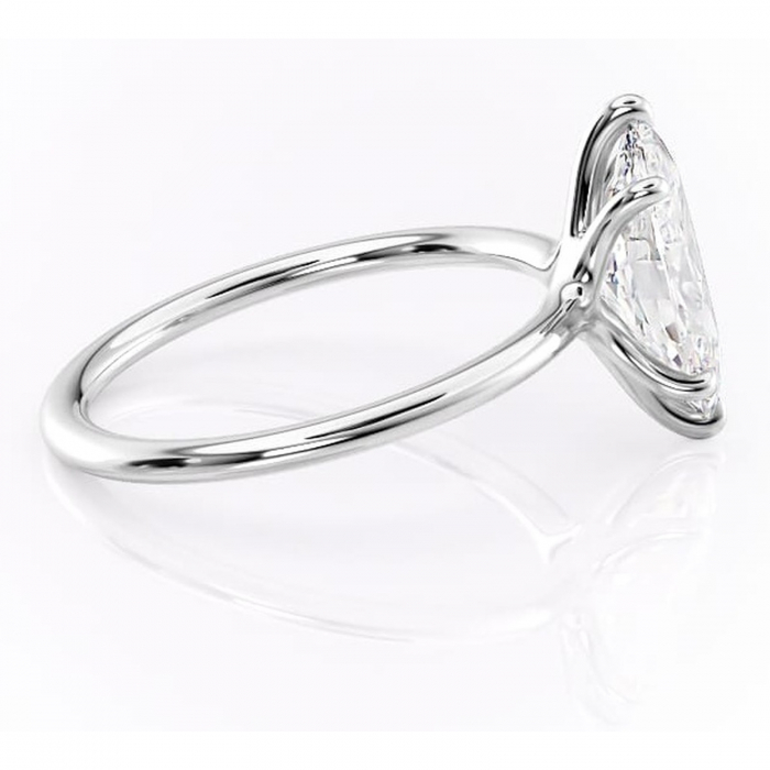 Inel de logodnă Helena din aur Alb 14kt cu moissanite tăietură marquise – Solitar rafinată pentru profil jos | Personalizează și configurează gratuit online [2]