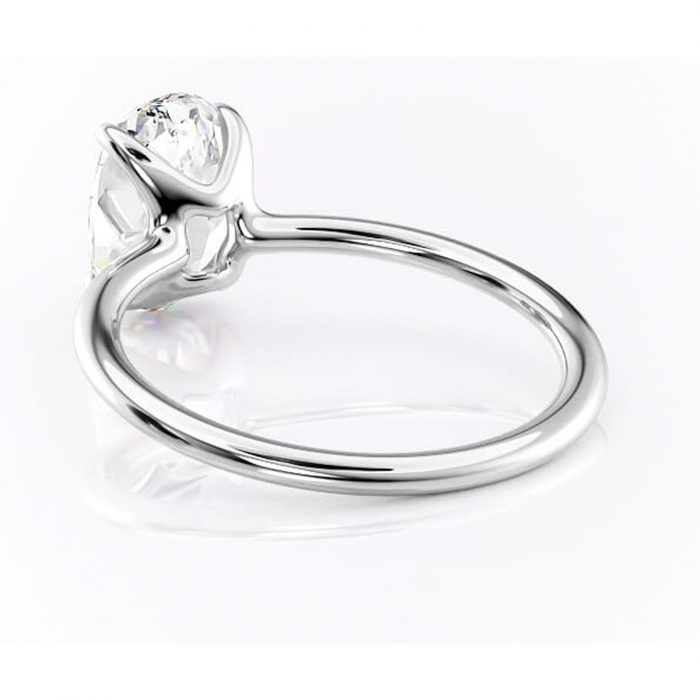 Inel de logodnă Helena din aur Alb 14kt cu moissanite tăietură ovală – Solitar rafinată pentru profil jos | Personalizează și configurează gratuit online [4]