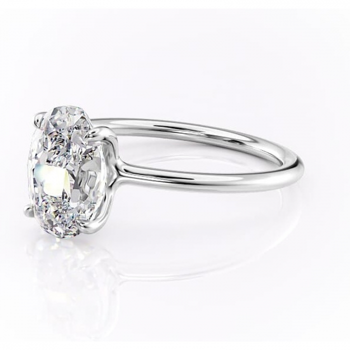 Inel de logodnă Helena din aur Alb 14kt cu moissanite tăietură ovală – Solitar rafinată pentru profil jos | Personalizează și configurează gratuit online [7]