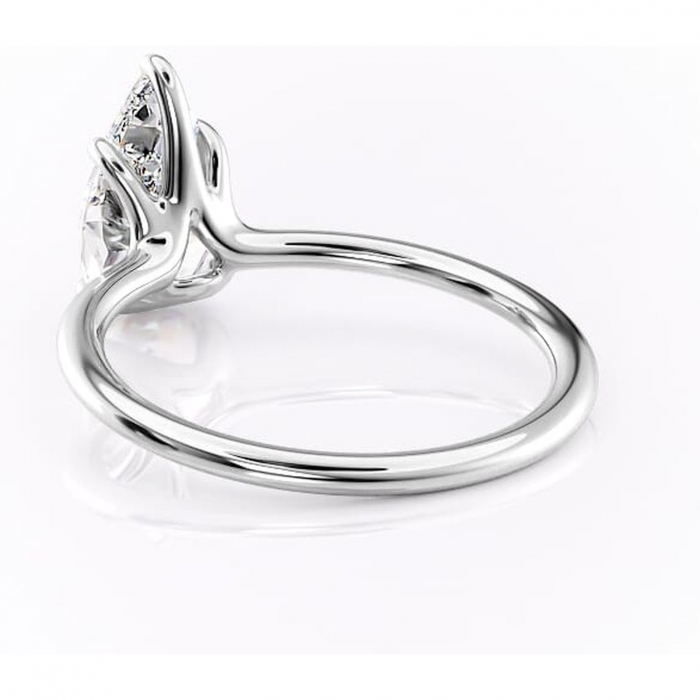 Inel de logodnă Helena din aur Alb 14kt cu moissanite tăietură pară – Solitar rafinată pentru profil jos | Personalizează și configurează gratuit online [4]