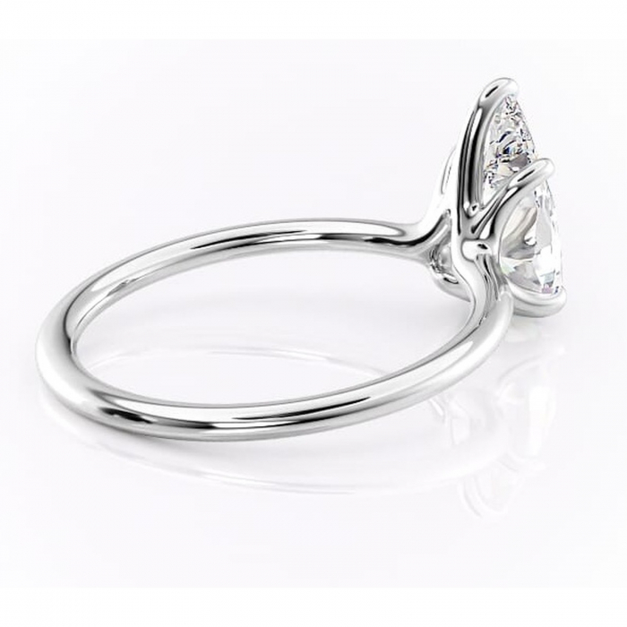 Inel de logodnă Helena din aur Alb 14kt cu moissanite tăietură pară – Solitar rafinată pentru profil jos | Personalizează și configurează gratuit online [3]