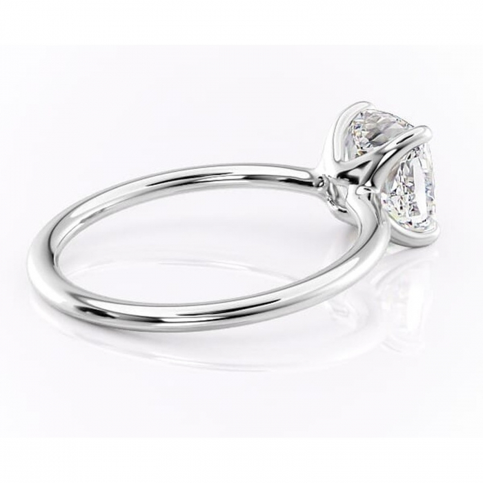 Inel de logodnă Helena din aur Alb 14kt cu moissanite tăietură pernă – Solitar rafinată pentru profil jos | Personalizează și configurează gratuit online [3]