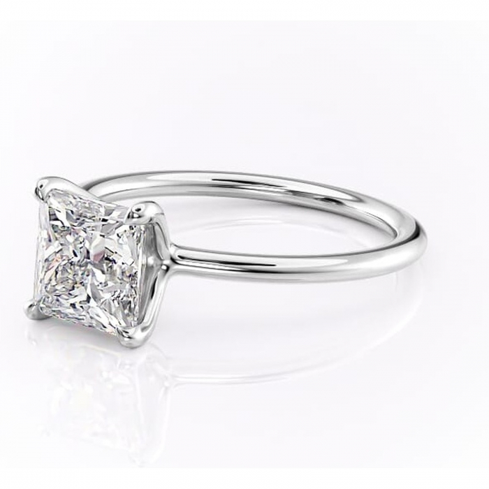 Inel de logodnă Helena din aur Alb 14kt cu moissanite tăietură princess – Solitar rafinată pentru profil jos | Personalizează și configurează gratuit online [7]