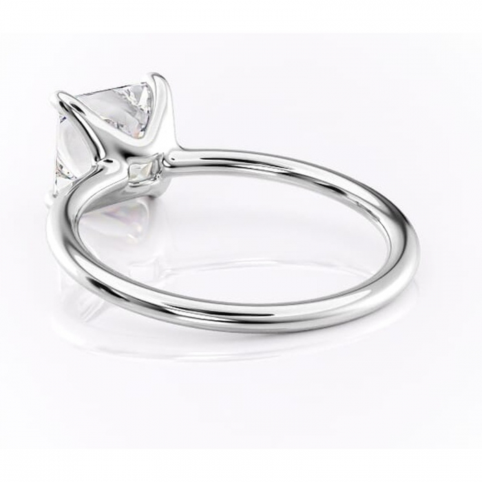 Inel de logodnă Helena din aur Alb 14kt cu moissanite tăietură princess – Solitar rafinată pentru profil jos | Personalizează și configurează gratuit online [4]