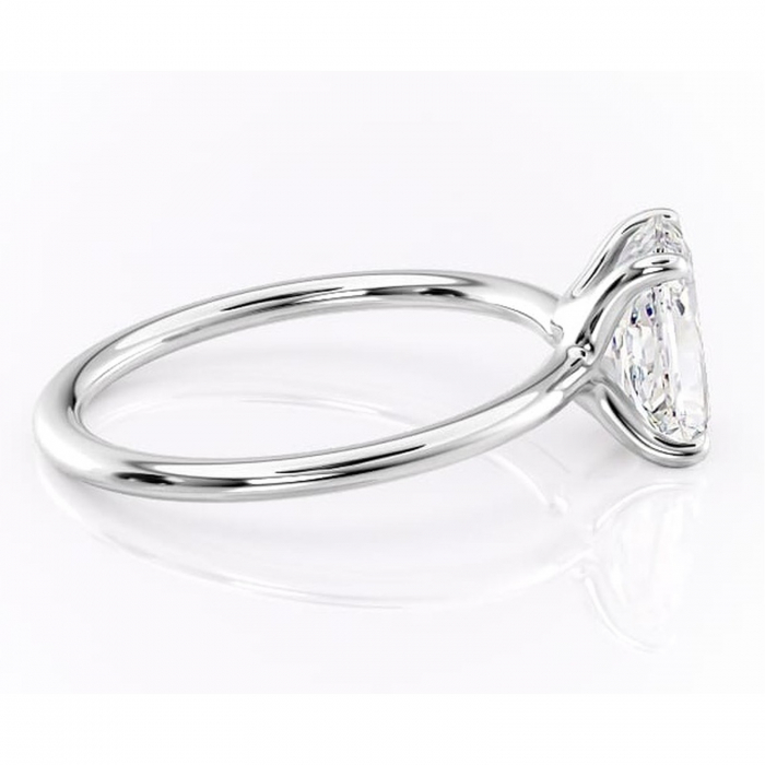 Inel de logodnă Helena din aur Alb 14kt cu moissanite tăietură radiantă – Solitar rafinată pentru profil jos | Personalizează și configurează gratuit online [2]