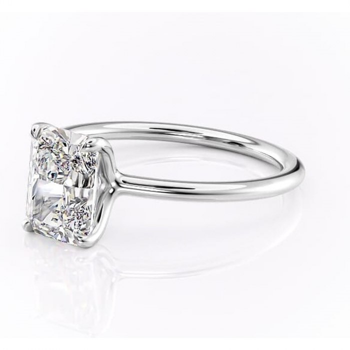 Inel de logodnă Helena din aur Alb 14kt cu moissanite tăietură radiantă – Solitar rafinată pentru profil jos | Personalizează și configurează gratuit online [7]
