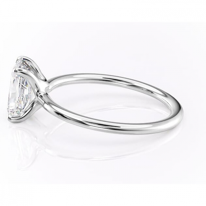 Inel de logodnă Helena din aur Alb 14kt cu moissanite tăietură radiantă – Solitar rafinată pentru profil jos | Personalizează și configurează gratuit online [6]