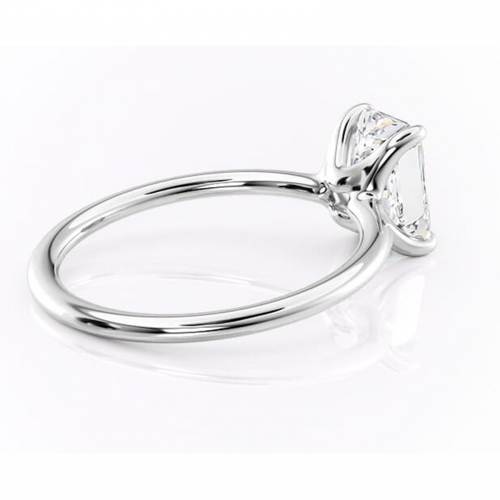 Inel de logodnă Helena din aur Alb 14kt cu moissanite tăietură radiantă – Solitar rafinată pentru profil jos | Personalizează și configurează gratuit online [3]