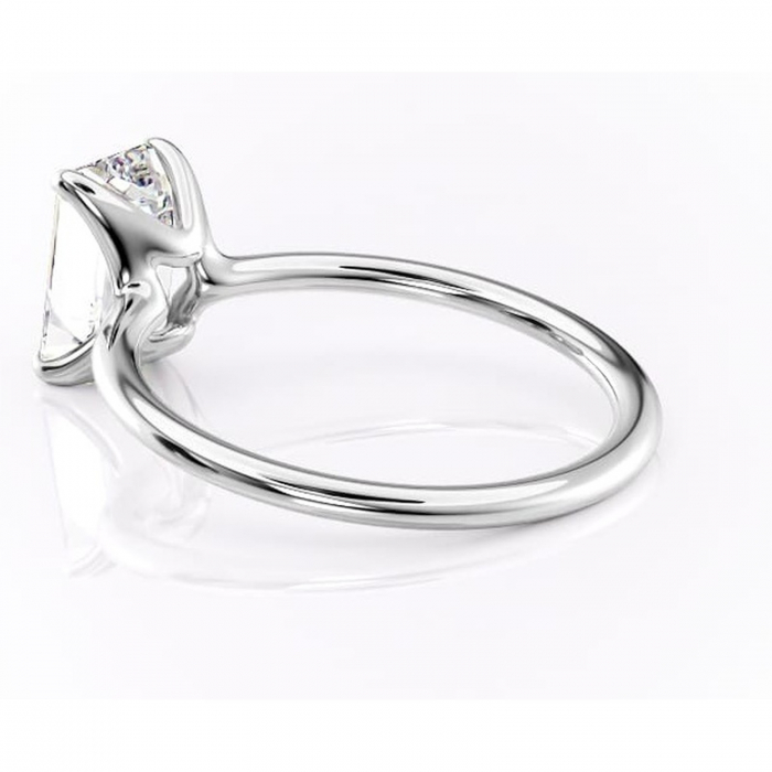 Inel de logodnă Helena din aur Alb 14kt cu moissanite tăietură smarald – Solitar rafinată pentru profil jos | Personalizează și configurează gratuit online [5]