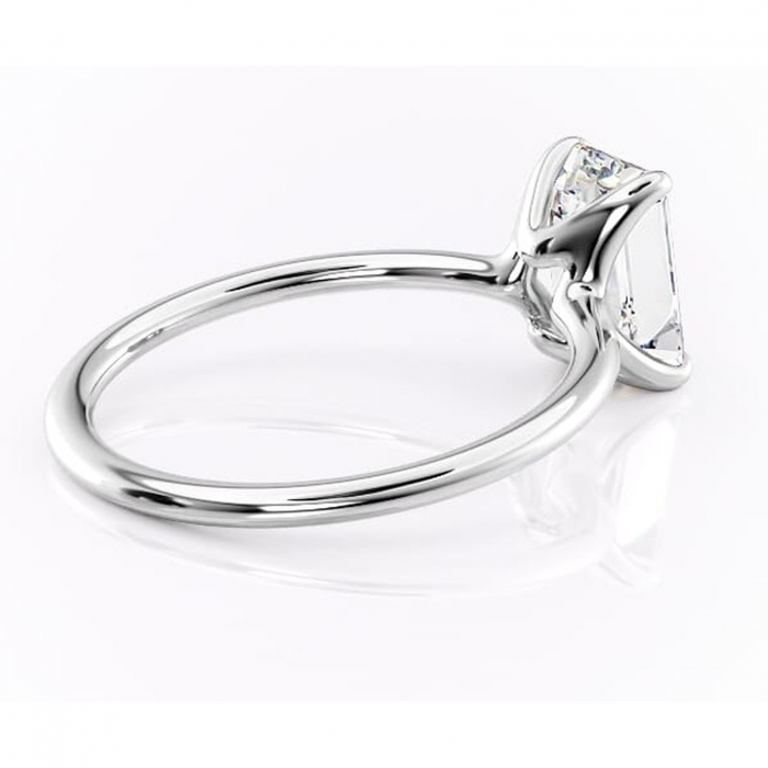 Inel de logodnă Helena din aur Alb 14kt cu moissanite tăietură smarald – Solitar rafinată pentru profil jos | Personalizează și configurează gratuit online [3]
