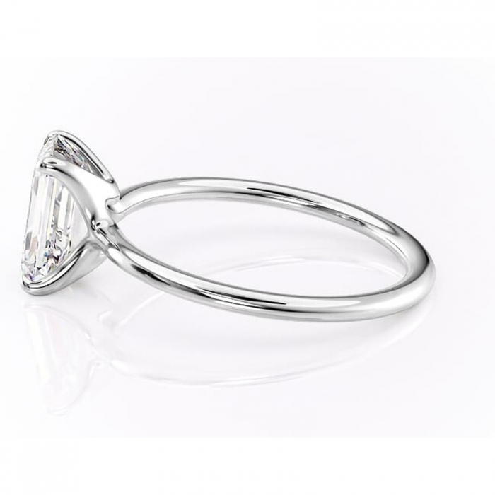 Inel de logodnă Helena din aur Alb 14kt cu moissanite tăietură smarald – Solitar rafinată pentru profil jos | Personalizează și configurează gratuit online [6]