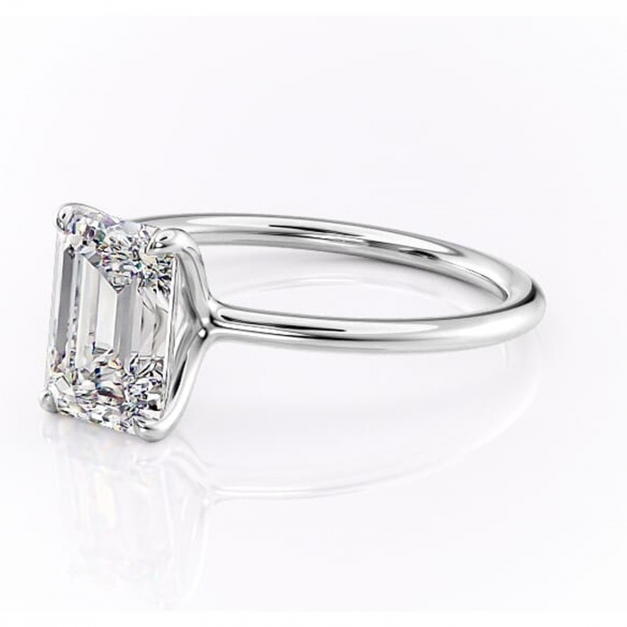 Inel de logodnă Helena din aur Alb 14kt cu moissanite tăietură smarald – Solitar rafinată pentru profil jos | Personalizează și configurează gratuit online [7]