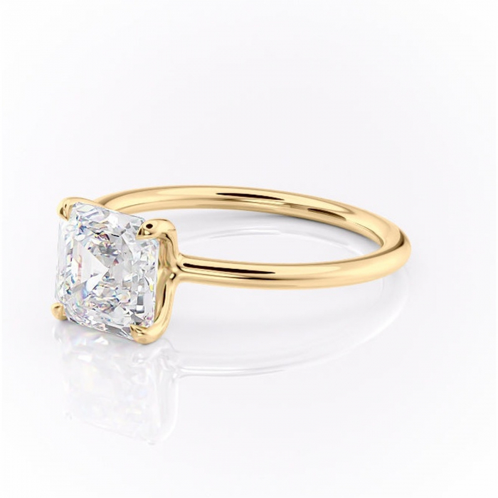 Inel de logodnă Helena din aur Galben 14kt cu moissanite tăietură asscher – Solitar rafinată pentru profil jos | Personalizează și configurează gratuit online [7]