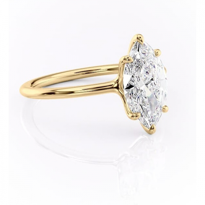 Inel de logodnă Helena din aur Galben 14kt cu moissanite tăietură marquise – Solitar rafinată pentru profil jos | Personalizează și configurează gratuit online [1]