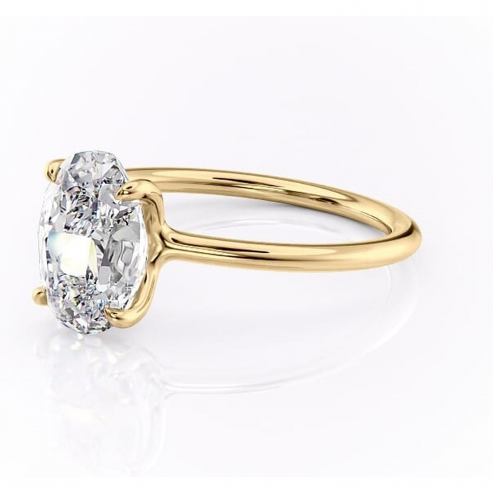 Inel de logodnă Helena din aur Galben 14kt cu moissanite tăietură ovală – Solitar rafinată pentru profil jos | Personalizează și configurează gratuit online [7]