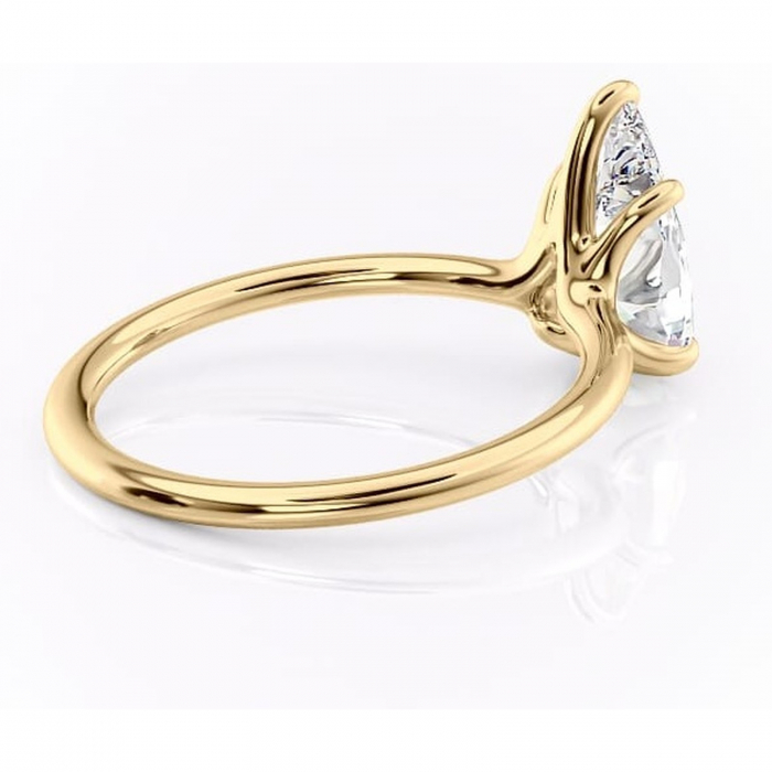 Inel de logodnă Helena din aur Galben 14kt cu moissanite tăietură pară – Solitar rafinată pentru profil jos | Personalizează și configurează gratuit online [3]