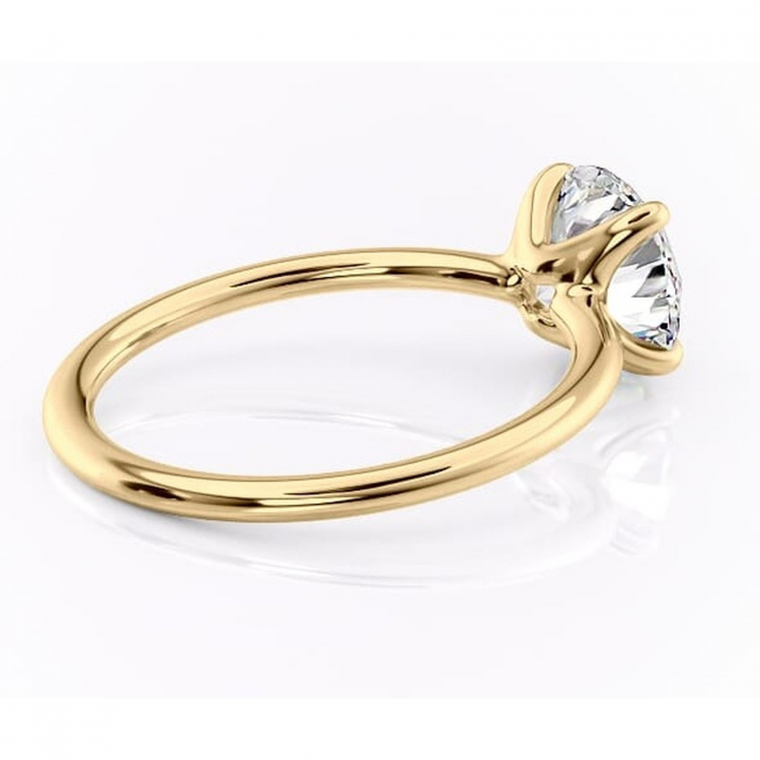 Inel de logodnă Helena din aur Galben 14kt cu moissanite tăietură rotundă – Solitar rafinată pentru profil jos | Personalizează și configurează gratuit online [3]