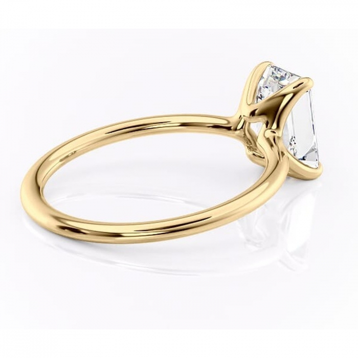 Inel de logodnă Helena din aur Galben 14kt cu moissanite tăietură smarald – Solitar rafinată pentru profil jos | Personalizează și configurează gratuit online [3]