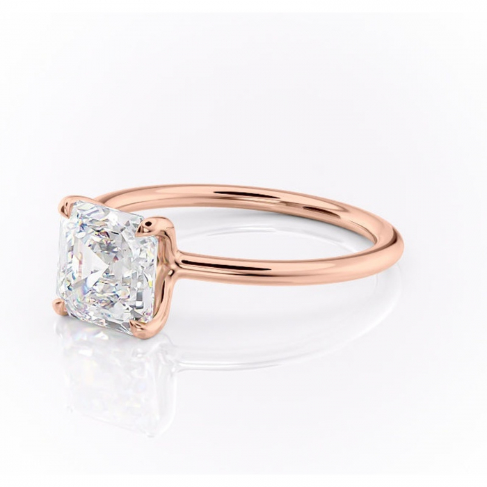 Inel de logodnă Helena din aur Rose 14kt cu moissanite tăietură asscher – Solitar rafinată pentru profil jos | Personalizează și configurează gratuit online [7]