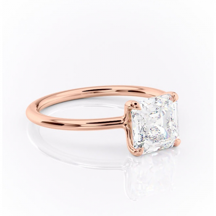 Inel de logodnă Helena din aur Rose 14kt cu moissanite tăietură asscher – Solitar rafinată pentru profil jos | Personalizează și configurează gratuit online [1]