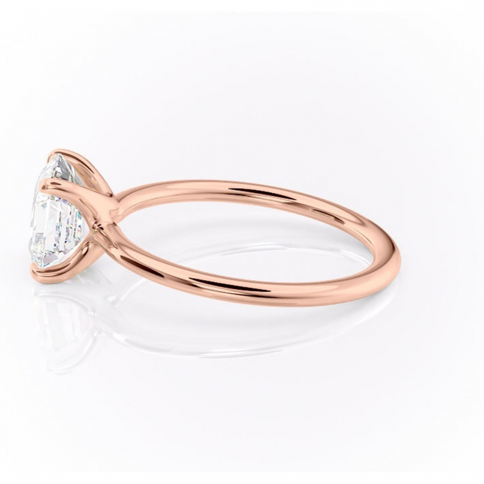 Inel de logodnă Helena din aur Rose 14kt cu moissanite tăietură asscher – Solitar rafinată pentru profil jos | Personalizează și configurează gratuit online [6]