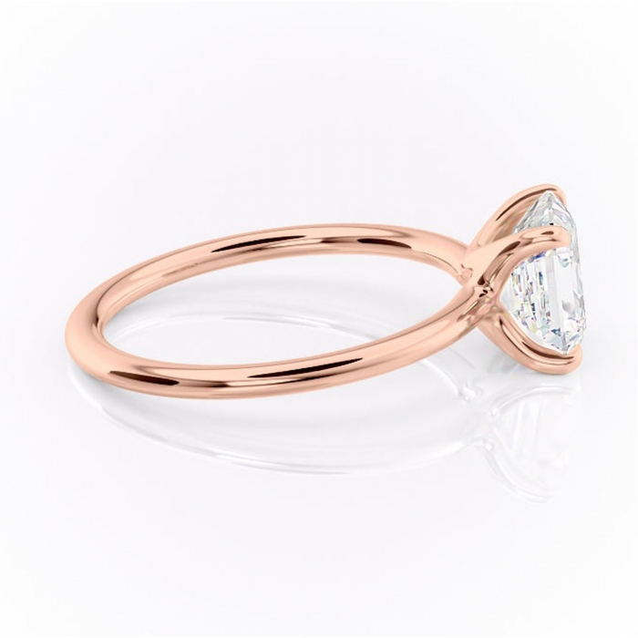 Inel de logodnă Helena din aur Rose 14kt cu moissanite tăietură asscher – Solitar rafinată pentru profil jos | Personalizează și configurează gratuit online [2]