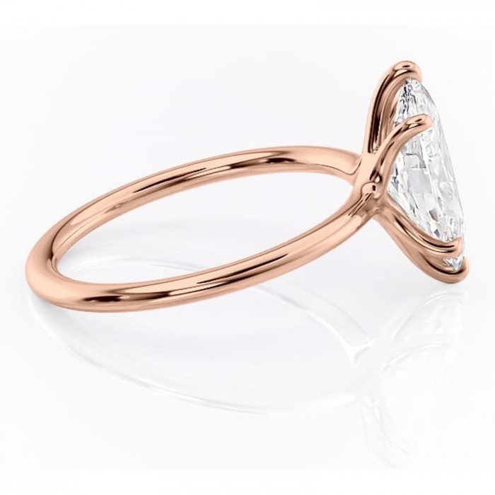Inel de logodnă Helena din aur Rose 14kt cu moissanite tăietură marquise – Solitar rafinată pentru profil jos | Personalizează și configurează gratuit online [2]