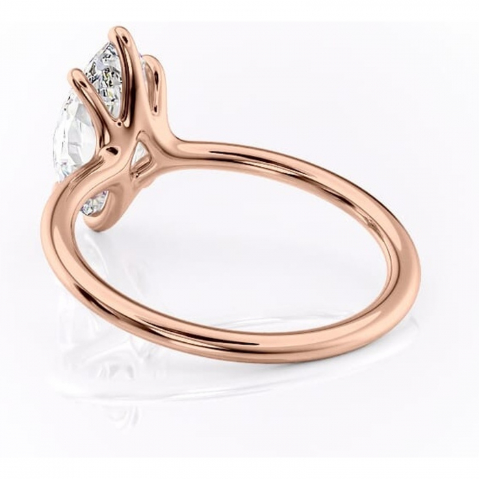 Inel de logodnă Helena din aur Rose 14kt cu moissanite tăietură marquise – Solitar rafinată pentru profil jos | Personalizează și configurează gratuit online [4]