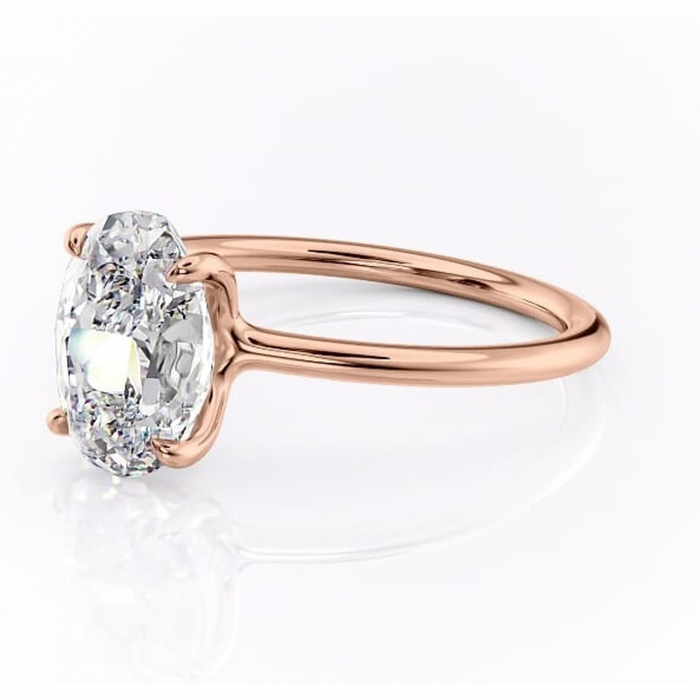 Inel de logodnă Helena din aur Rose 18kt cu moissanite tăietură ovală – Solitar rafinată pentru profil jos | Personalizează și configurează gratuit online [7]